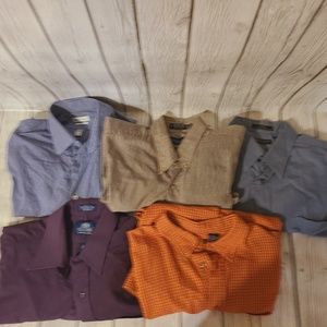 Mens Lot of 5 Long Sleeve Button Down Dress Shirts Van Heusen Cezani Size Large